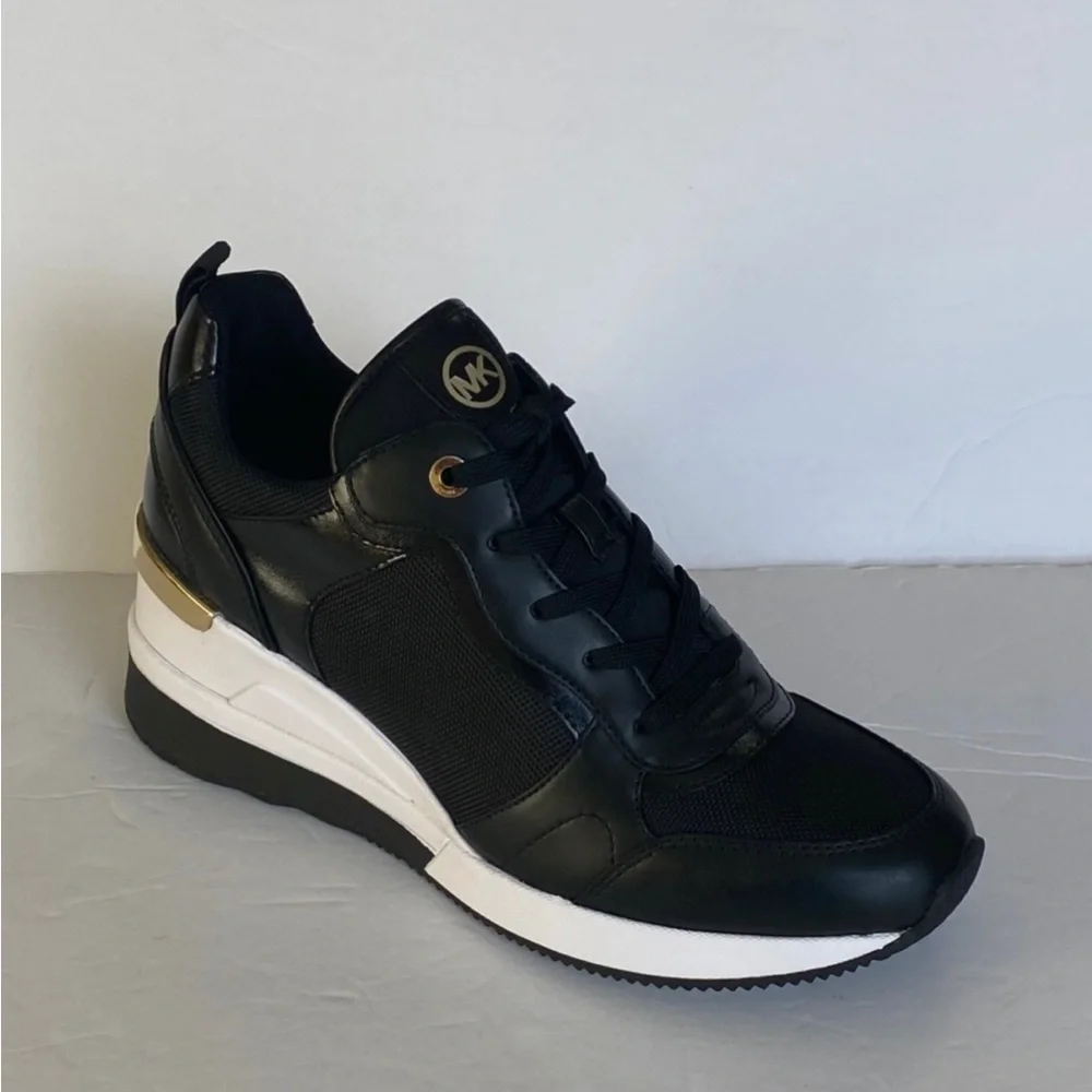 MICHAEL KORS CRISTA CANVAS TRAINER GEORGIA NYLON  LEATHERS - Picture 4 of 8